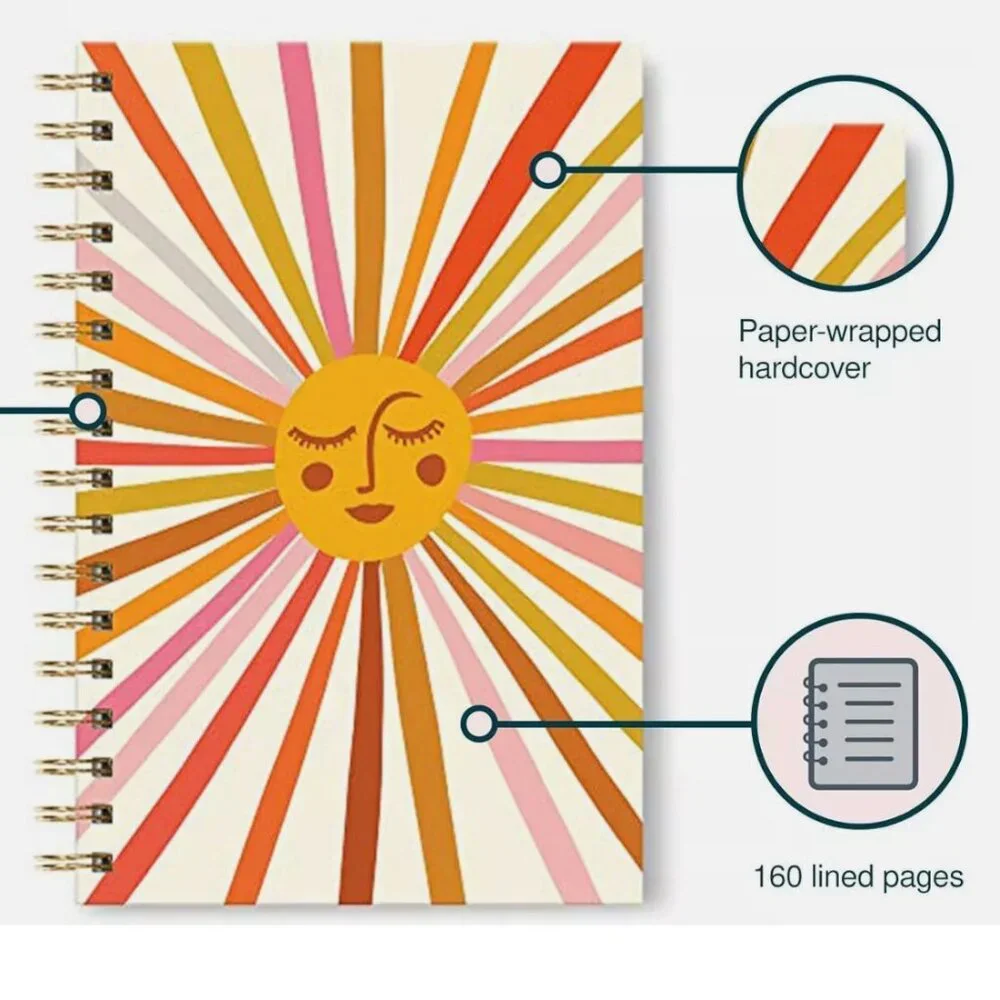 Studio Oh Medium Hardcover Spiral Notebook -Retro Sunshine